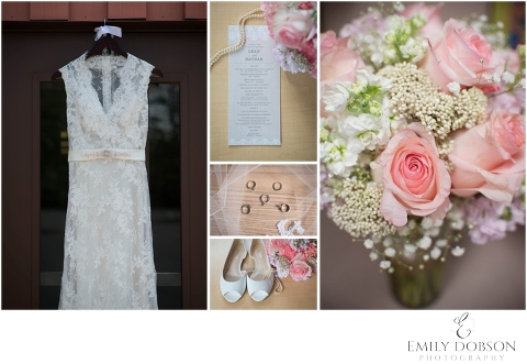 Pink and white Bridal details
