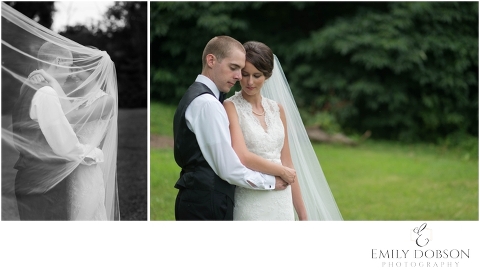 bride and groom snuggling
