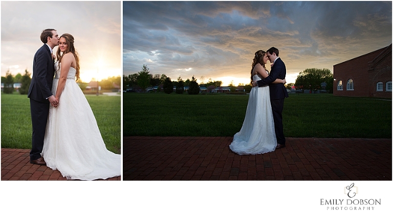 Bridal party portraits at the LeClaire Room at sunset